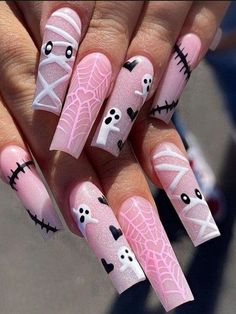 Nail Inspo 2023 Halloween, October Nails Halloween Almond, Acrylic Nail Press On, Cute Halloween Nails Glitter, September Spooky Nails, Halloween Nail Ideas 2023, Halloween Acrilyc Nails, Fall And Halloween Nail Ideas, Halloween Nails Acrylic 2023