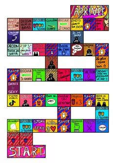 an image of a crossword puzzle game with words and pictures on the board, all in different colors