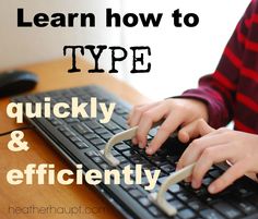 a person typing on a keyboard with the words learn how to type quickly and efficiently