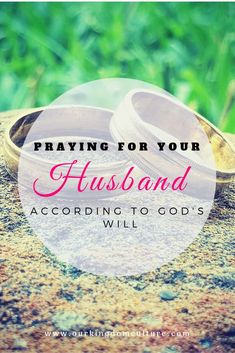 two gold coins sitting on top of a rock with the words praying for your husband according to god's will