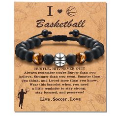 i love basketball bracelet with black beads