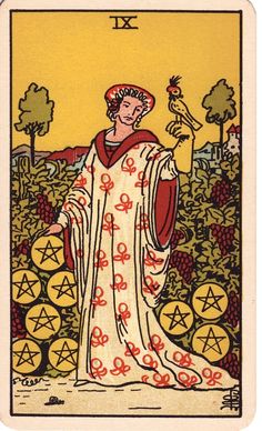 a tarot card with an image of a woman holding a bird