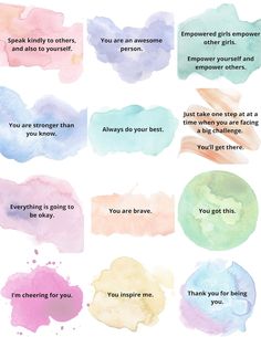 watercolor speech bubbles with the words, you are awesome and other things to say