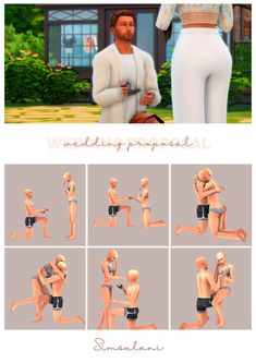 an animation character is shown in various poses, including the man and woman's body