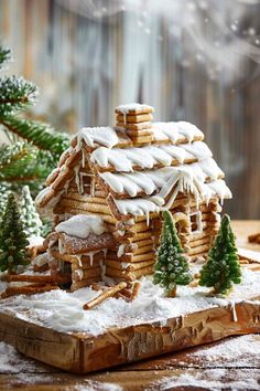 a gingerbread house with icing on it