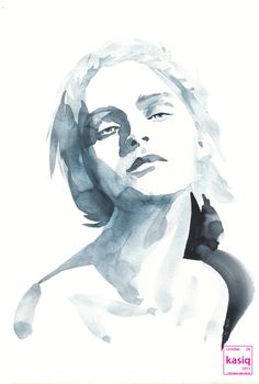 a watercolor painting of a woman's face