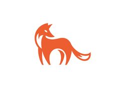 an orange fox logo on a white background