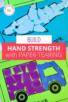 hand strength with paper tearing activity for kids to practice hands - on and off skills