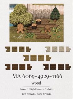 the instructions for how to make a wooden bench and tree stumps in pixel art