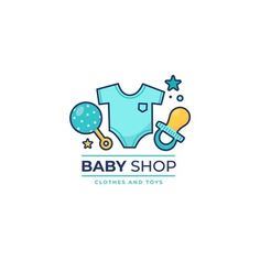 a baby shop logo with clothes and toys