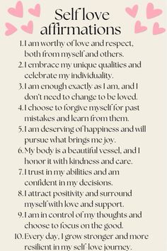 a poem that says self love affirmations