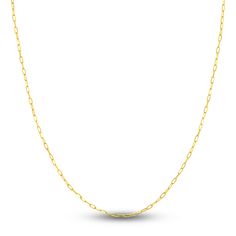 Dynamic 1.7mm solid oval, paperclip links join elegantly in this chic women's necklace. Fashioned in 18K yellow gold, the 18-inch link chain secures in place with a lobster clasp. Jewelry Style Guide, Paperclip Chain Necklace, 20 Inch Necklace, Anniversary Wedding Band, Jewelry Staples, Jared The Galleria Of Jewelry, Chic Necklace, Necklace Clasps, Necklace Chain Lengths