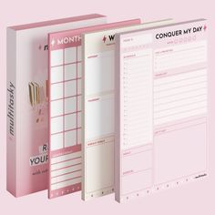 the pink planner book is open and ready to be used