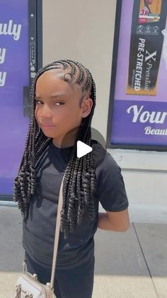 Fash on Instagram: "That side look 😏" Fulani Braids Hairstyles Kids, Two Layer Braids Hairstyles, Cute Braids Hairstyles For School, Braids For 9 Yrs Old, Braids For 8 Year Girl, Braids Little Black Girls For Kids, Girl Braided Hairstyles, Lemonade Braids With Knotless Kids, Braids For 10 Year Girl