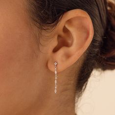 Introducing our stunning Dainty Diamond Drop Earrings—ideal for adding a touch of extra beauty and grace to any wedding attire. With alternating Marquise and Round diamond gemstones, these earrings are a perfect choice for bridesmaids or anyone looking to elevate their style for a special occasion! SKU: RR-ER445 Product Details Material: High Quality Solid 925 Sterling Silver Finish: 18K Gold ∙ Sterling Silver Featuring dainty ~28mm dangling Stud Earrings with ~1-2mm Round and ~3x1.5mm Marquise Dainty Drop Earrings, Fine Jewelry Bridal Drop Earrings, Timeless Diamond Earrings For Wedding, Timeless Diamond Wedding Earrings, Dainty Teardrop Diamond Earrings For Weddings, Timeless Diamond Accented Earrings For Wedding, Elegant Long Drop Diamond Cut Earrings, Timeless Diamond Drop Earrings For Wedding, Timeless Wedding Earrings With Diamond Accents