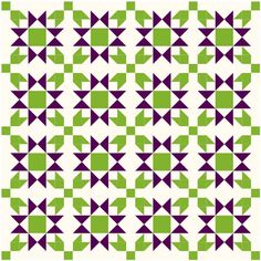 a quilt pattern with purple and green stars