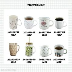 there are many different types of coffee mugs on this page, each with their own name