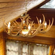 9 Antler Whitetail Chandelier Cabin Lighting Ideas, Darts Room, Cabin Light Fixtures, Lodge Chandelier, Rustic Lodge Decor, Mountain House Decor, Antler Ideas, Western Living Room, Grand Room