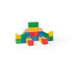 the wooden blocks are arranged in different colors