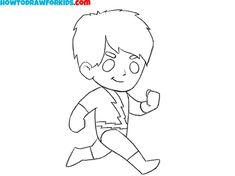 a drawing of a boy running with his hand in his pocket and the words how to draw