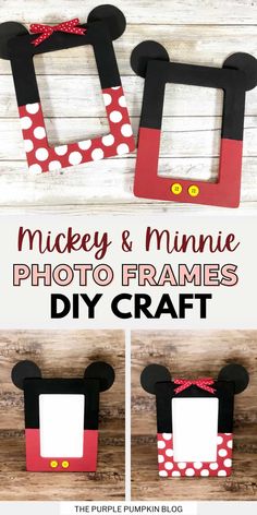 mickey and minnie mouse photo frames with the words diy craft