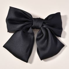 Black    Satin Chiffon Plain French Clip    Women Accessories Boho Wedding Hair Accessories, Black Hair Bows, Big Hair Bows, Knot Hair, Handmade Hair Clip, French Clip, Toddler Hair Clips, Satin Ribbon Bow, Design Hair