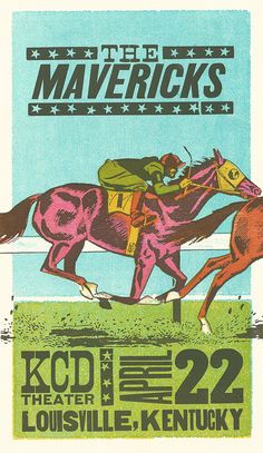 an old poster advertising a horse race with jockeys on the back and horses running