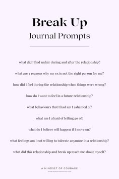 Even if it feels like the end of the world now, this break up was meant to teach you a lesson and put you back on the right track. use these journaling prompts to learn and grow from your break up with so you become available for the relationship that's really meant for you and, most importantly, that you deserve. Click for more prompts. #journaling #love #relationships Things To Do When You Break Up, Getting Over Him Journal Prompts, Healing From A Break Up Journal Prompts, Journaling For Breakup, Getting Over An Ex Journal Prompts, Past Relationship Journal Prompts, Break Up Journaling, Journal Prompts For Heart Break, Break Up Checklist