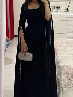 Black Long Sleeve Prom Dress, 00s Mode, Abaya Design, Prom Dress Black, Black Evening Dress, Designer Dresses Casual