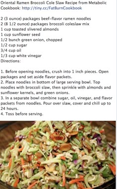 a recipe for coleslaw salad in a bowl