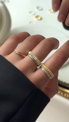 Stacking beautiful mixed metal rings makes jewelry that much more fun! We love how gold and silver enhance each other in a mixed metal look. Create your perfect ring stack to elevate your everyday style. Visit samijewels.com!.#jewelrylover #handcraftedjewelry #jewelryinspiration #jewelrydesign #jewelryobsessed #jewelryoftheday #jewelrygoals #jewelryfashion #jewelrytrends