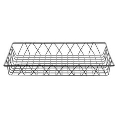 a metal wire basket on a white background