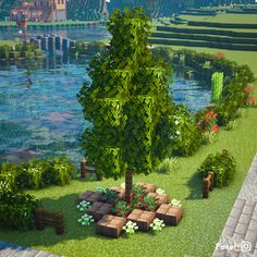 Cute Village Minecraft Ideas, Cute Minecraft Farm Designs, Cute Forest House Minecraft, Minecraft Yard Ideas Design, Minecraft Aesthetic Castle Ideas, Minecraft Builds For Village, Minecraft Farm Decoration Ideas, Cute Garden Ideas Minecraft, Minecraft Aesthetic Decor