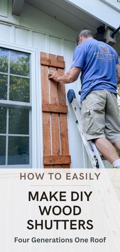 how to make wood shutters for the exterior of your home Homemade Shutters, Pallet Shutters, Diy Wood Shutters, Cottage Shutters, Wood Shutters Exterior, Farmhouse Shutters, Diy Exterior, Outdoor Shutters, Cedar Shutters