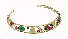 Collar by Hannelore Gabriel, showing the many colors of tourmaline. October Birthstone, October Birth Stone, Neck Collar, Abstract Design, Turquoise Bracelet, Favorite Jewelry