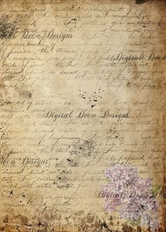 an old paper with writing on it and a purple flower in the middle is shown