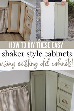 how to diy these easy shaker style cabinets using existing old cabinets