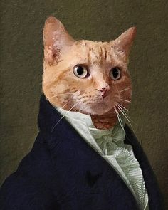 a painting of a cat wearing a suit and tie