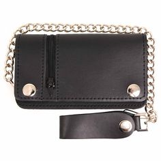 Milwaukee Leather MLW7882 Men's 6” Black Leather Biker Wallet w/ Outer Pocket - Bi-Fold Anti-Theft Stainless Steel Chain Features Men’s Bi-fold Wallet with Snaps | Our men’s wallet with chain is hand made to perfection and made from full-grain leather. This men’s bifold wallet has a leather snap belt clip & comes with a 10 gauge, 14” steel chain that can be attached to a belt loop or other secure point to prevent loss or theft while riding your motorcycle. Storage Capacity | This men’s wallet in Cheap Rectangular Wallet On Chain With Card Slots, Luxury Black Wallet With Chain Strap, Cheap Leather Wallet On Chain With Card Slots, Cheap Black Wallets With Belt Clip, Luxury Leather Wallet On Chain For Formal Occasions, Short Wallet Chain, Cheap Black Wallets With Snap Closure, Luxury Black Wallet On Chain For Formal Occasions, Black Luxury Wallet On Chain For Formal Occasions