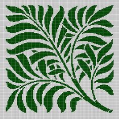 a cross stitch pattern with green leaves