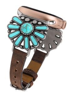 PRICES MAY VARY. 【Boho Chic & Western Design】This Western band compatible with Apple watch band offers unique look with well-crafted Western famine design. The turquoise stone and its surrounding drop design form the shape of a sunflower, symbolizing sunshine, happiness and hope. It's like a love letter to your wrist, with multiple romantic elements that will have you getting tons of compliments. 【Premium Material】Leather band compatible with Apple watch band is consisting of genuine leather, tu Western Shopping, Kid Jewelry, Apple Watch Band Women, Turquoise Jewelry Western, Burned Hats, Apple Watch Bands Women, Classy Watch, Christian Bracelets, Navajo Pearls