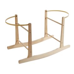 a wooden rack with two circular racks attached to it