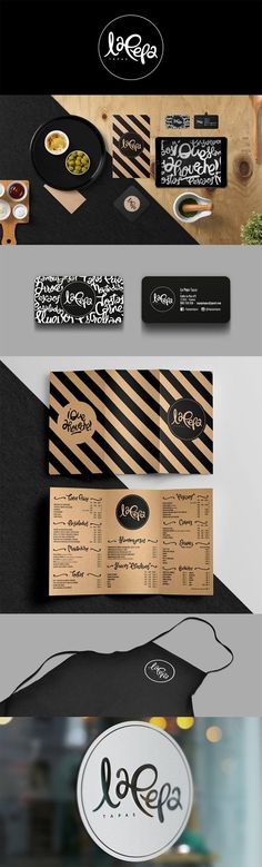 the menu design is designed to look like it has been made with black and gold stripes