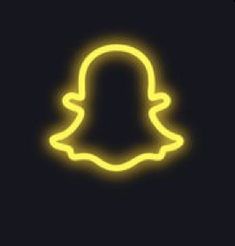 a glowing yellow snap icon on a black background