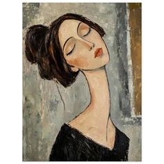 a painting of a woman with her eyes closed