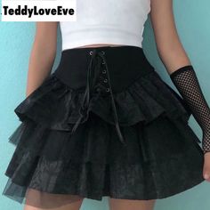 Black Ruffle Mini Skirt, Streetwear Skirt, Black Tutu Skirt, Goth Skirt, E Girl Outfits, Black Tutu, Harajuku Outfits, Ball Gown Skirt, Y2k Aesthetic Outfits