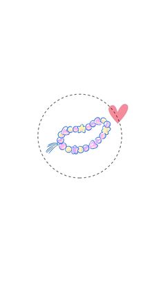 a drawing of a beaded necklace with a pink heart on it's end