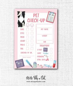 a printable pet check - up sheet for dogs and cats