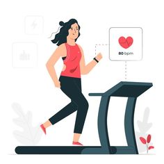 a woman running on a treadmill with the words 80 bppm in front of her