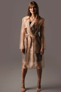 With a semi-transparent lightweight organza trench coat you can create an amazing set for any occasion! Belted style allows you securely fasten the coat even with no other closures. Contemporary - Classic look presents a perfect touch to a evening dress or suit! Made in different colors, each piece is made to order! On your request we are open to a custom orders!  Product details: Material: Organza Sizes : US, XS, S, M, L, XL. Colors: Black, Beige, Red, Ivory, Blue, etc! Request any you like! 41 Organza Trench Coat, Organza Coat, Transparent Coat, Trenchcoat Style, Trench Coat Fashion, Organza Jacket, Coat Elegant, Organza Shirt, Blouse Elegant